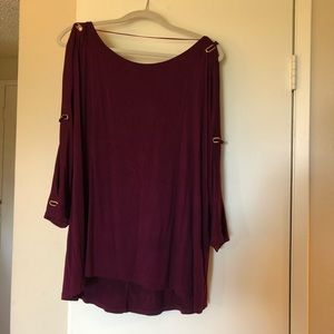 EUC plum swing tunic with open arm detail 1X